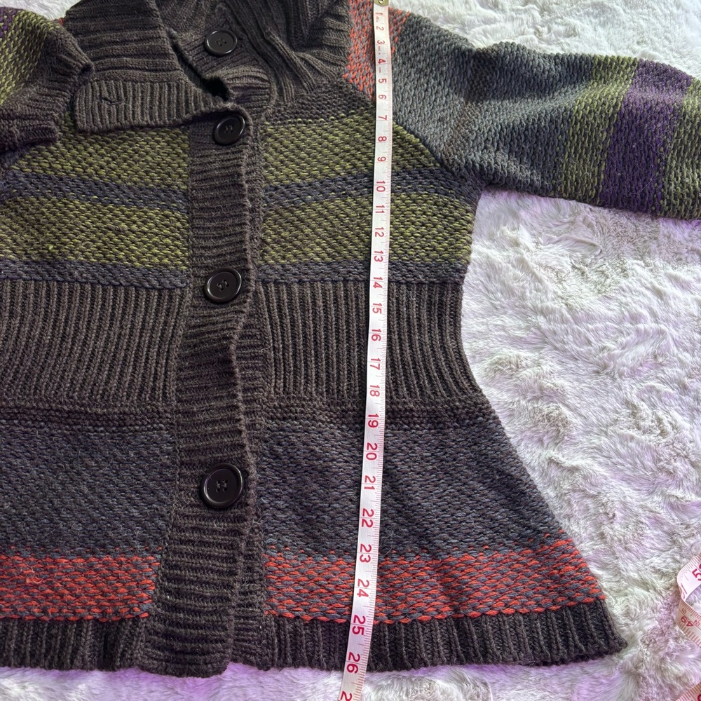 RXB Striped Brown Wool Blend Button-Up Women's Cardigan Sweater, Size M - Picture 5 of 6